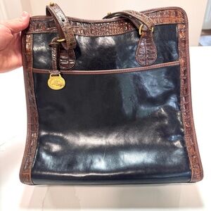 Brahmin Black and Brown Leather Tote Bag